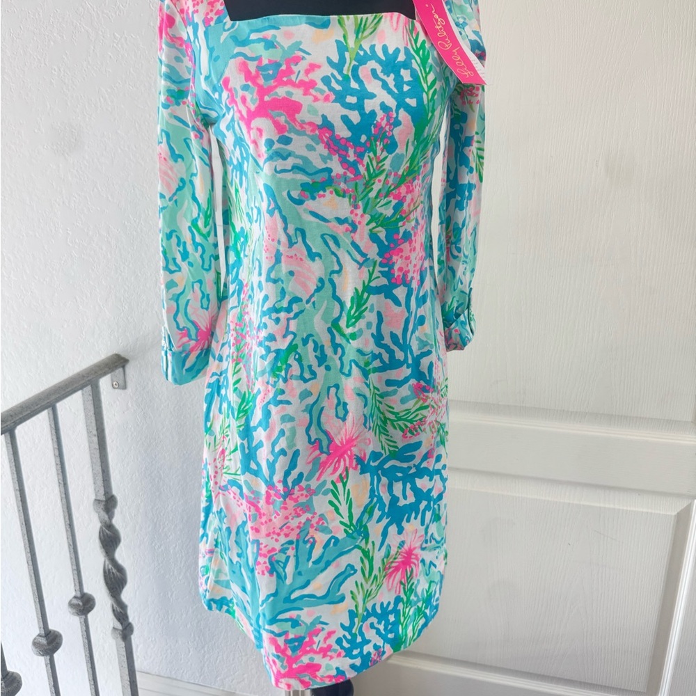 NWT Lilly Pulitzer Sz S Bailee Dress Multi Coral Bay Print - Picture 2 of 13